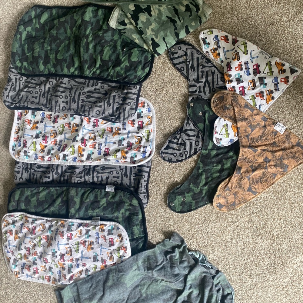 Copper Pearl Bundle: bibs, burp clothes, swaddle